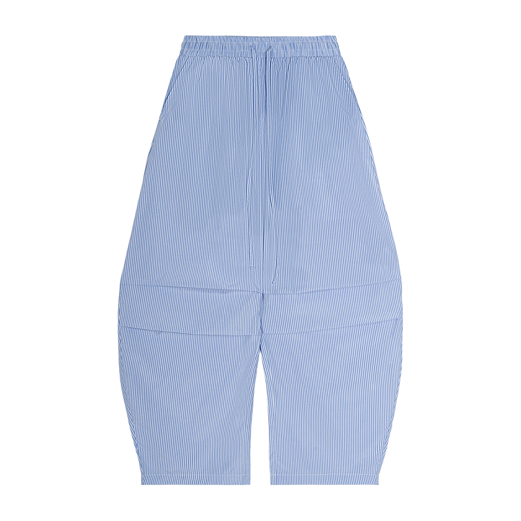Vertical Stripe Drawstring Barrel Pants