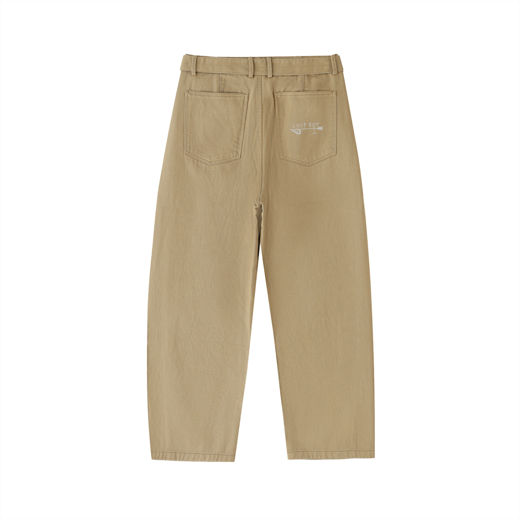 Belted Barrel-leg Chino Pants